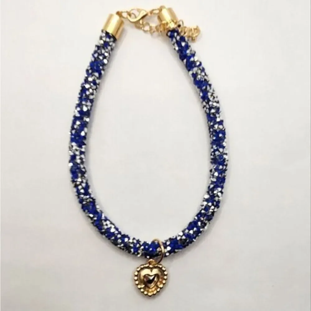 Adjustable Pet Collar with Shiny Artificial Gemstones for Cats‎ and Dogs Size M